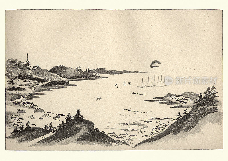 日本艺术，景观，masayoshi, 19世纪